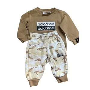 9Mos Baby Boy Adidas Matching Crewneck and Joggers Desert Camo Nude
